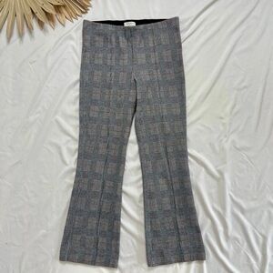 Anthropologie The Essential Crop Flare Plaid Houndstooth Black White Ankle Pants